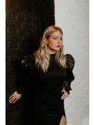 Čierne maxi šaty s organzovými rukávmi