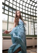 One-size mušelínové maxi šaty- svetlomodrá