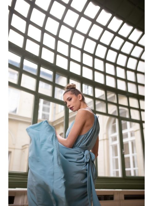 One-size mušelínové maxi šaty- svetlomodrá