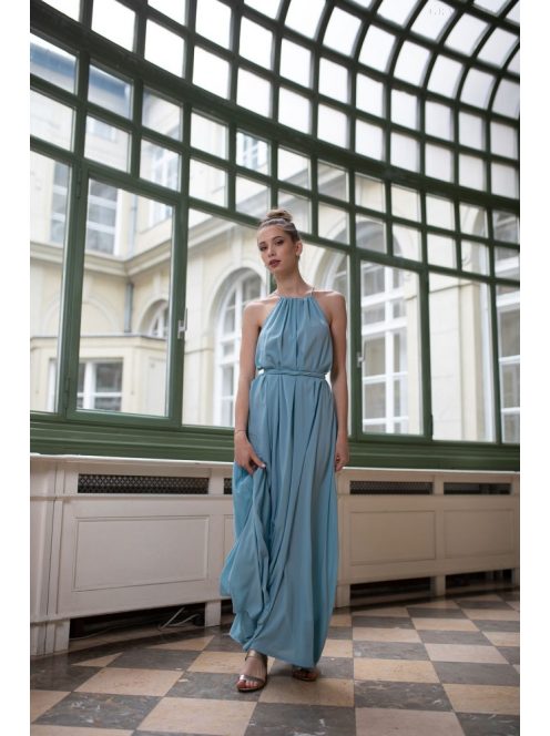 One-size mušelínové maxi šaty- svetlomodrá