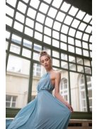 One-size mušelínové maxi šaty- svetlomodrá