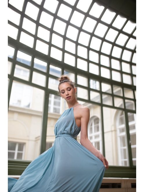 One-size mušelínové maxi šaty- svetlomodrá