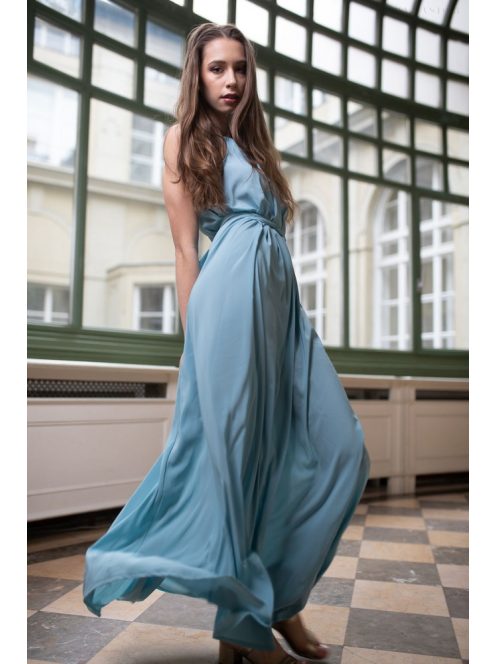 One-size mušelínové maxi šaty- svetlomodrá