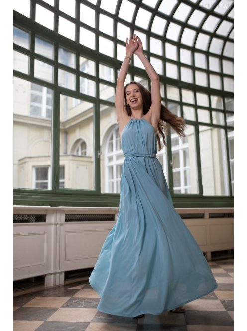 One-size mušelínové maxi šaty- svetlomodrá