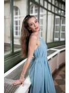 One-size mušelínové maxi šaty- svetlomodrá