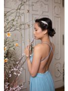 Mušelínové šaty bez chrbtovej časti - svetlomodrá