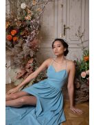 Mušelínové šaty bez chrbtovej časti - svetlomodrá