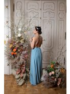 Mušelínové šaty bez chrbtovej časti - svetlomodrá