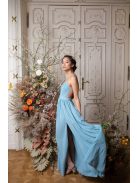 Mušelínové šaty bez chrbtovej časti - svetlomodrá