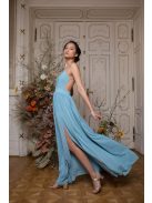 Mušelínové šaty bez chrbtovej časti - svetlomodrá