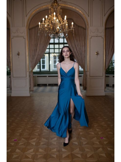 Abigél - petrolejovo modré maxi šaty