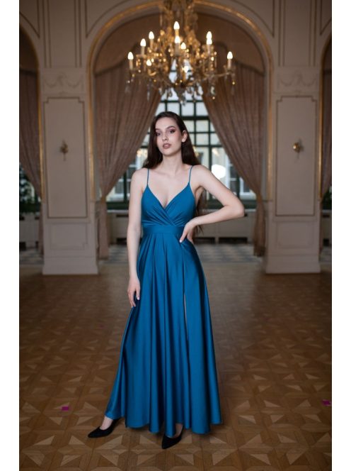 Abigél - petrolejovo modré maxi šaty