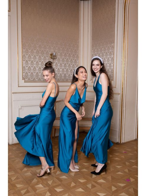 Abigél - petrolejovo modré maxi šaty