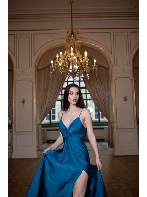 Abigél - petrolejovo modré maxi šaty