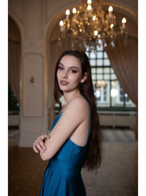 Abigél - petrolejovo modré maxi šaty