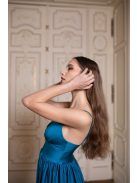 Maxi šaty s výstrihom do V - petrolejovo modrá