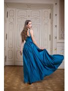 Maxi šaty s výstrihom do V - petrolejovo modrá