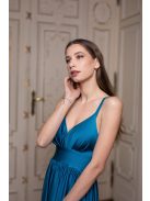 Maxi šaty s výstrihom do V - petrolejovo modrá