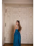 Maxi šaty s výstrihom do V - petrolejovo modrá