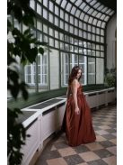 Maxi šaty s výstrihom do V - hrdzavohnedé