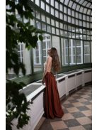 Duo maxi šaty s uzlíkovým detailom - hrdzavohnedá 