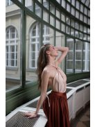 Duo maxi šaty s uzlíkovým detailom - hrdzavohnedá 