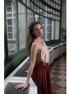 Duo maxi šaty s uzlíkovým detailom - hrdzavohnedá 