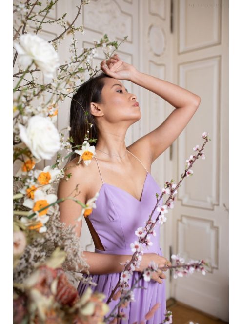 Mušelínové šaty bez chrbtovej časti - orgovánová