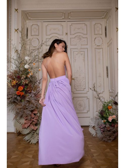 Mušelínové šaty bez chrbtovej časti - orgovánová