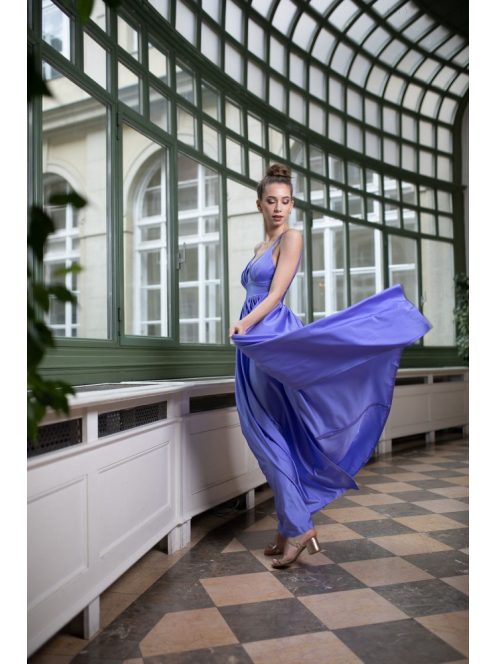 Maxi šaty s výstrihom do V - levanduľová