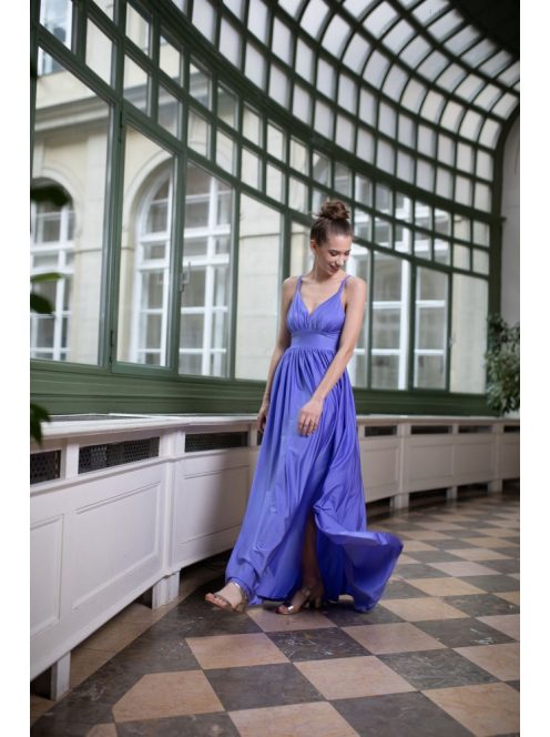 Maxi šaty s výstrihom do V - levanduľová