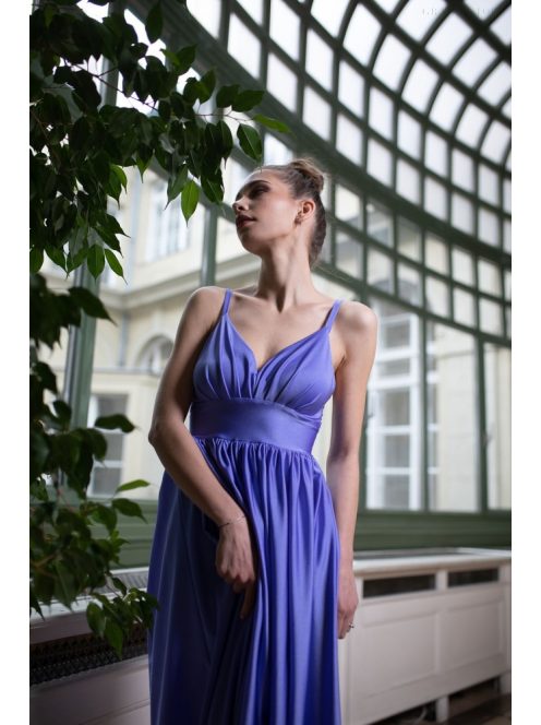 Maxi šaty s výstrihom do V - levanduľová