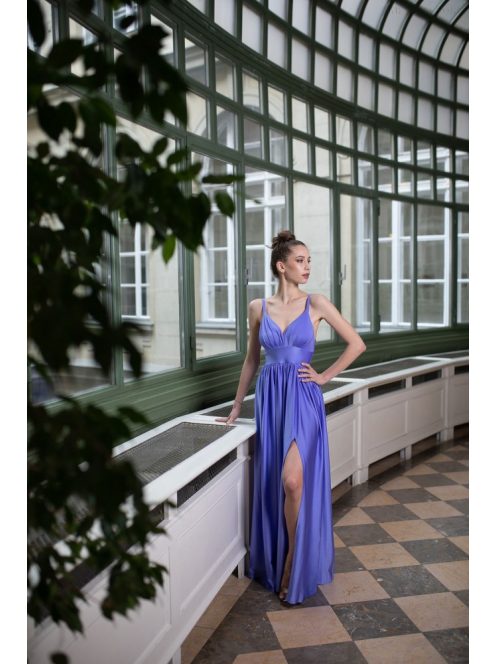 Maxi šaty s výstrihom do V - levanduľová