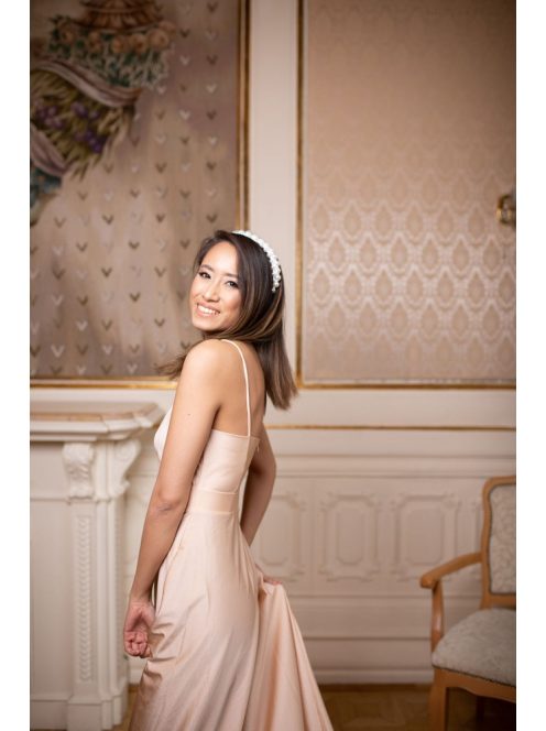 Abigél - maxi šaty vo farbe šampanské