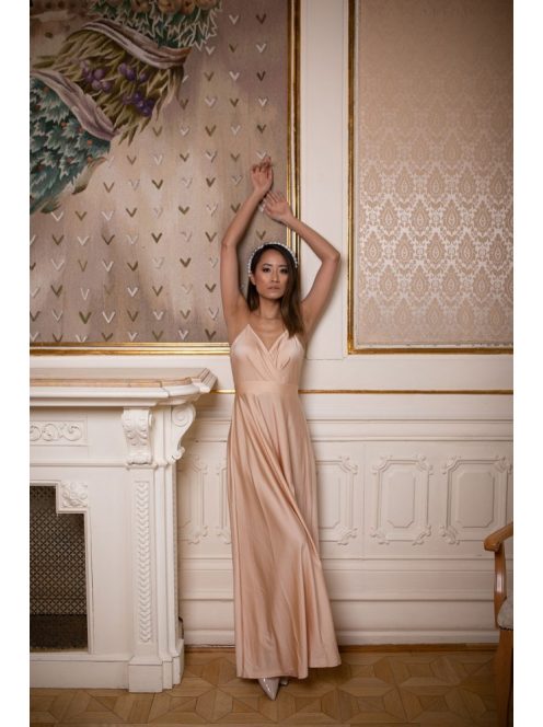 Abigél - maxi šaty vo farbe šampanské