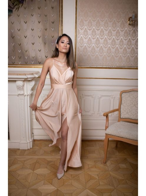 Abigél - maxi šaty vo farbe šampanské