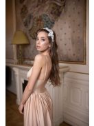 Maxi šaty s výstrihom do V - šampanské