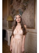 Maxi šaty s výstrihom do V - šampanské