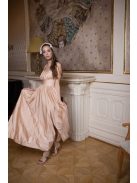 Maxi šaty s výstrihom do V - šampanské