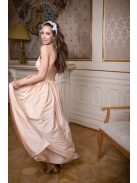 Maxi šaty s výstrihom do V - šampanské