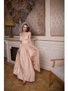 Maxi šaty s výstrihom do V - šampanské