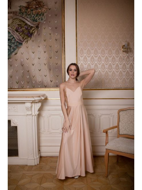 Šaty bez chrbta - šampanské