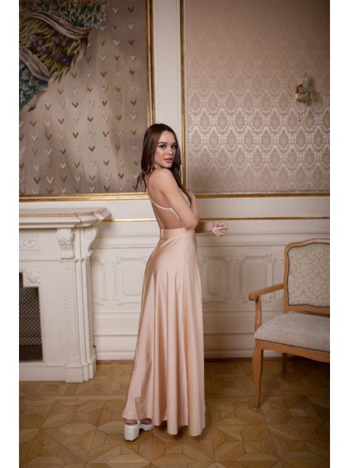 Šaty bez chrbta - šampanské