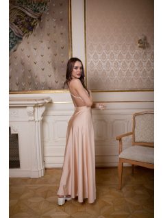 Šaty bez chrbta - šampanské