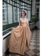 Maxi šaty s výstrihom do V  - zlatá