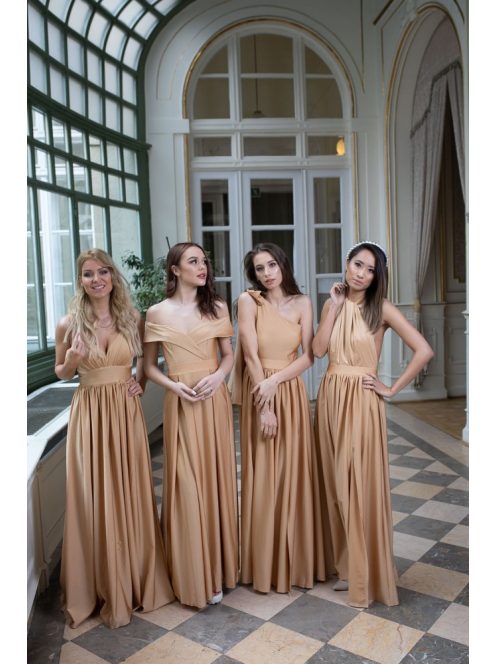 Maxi šaty s výstrihom do V  - zlatá