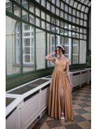 Maxi šaty s výstrihom do V  - zlatá