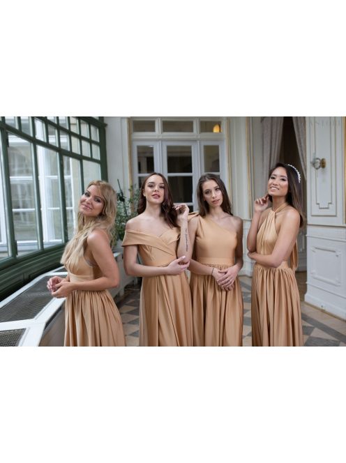 Maxi šaty s výstrihom do V  - zlatá