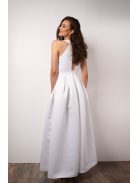 Maxi šaty s výstrihom tvare slzičky - biela