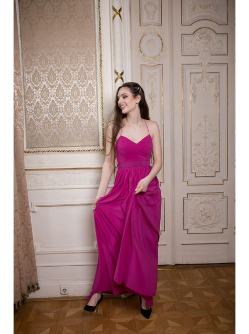 Maxi šaty bez chrbtovej časti  - magenta